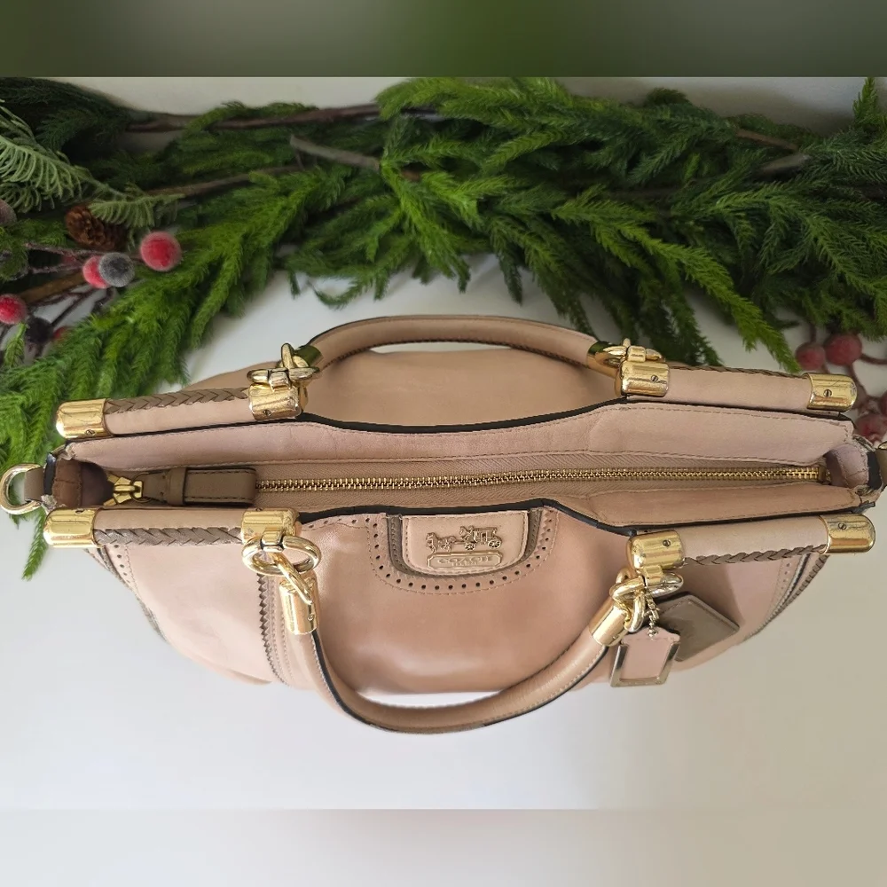 Coach Madison Pinnacle Carrie Satchel Blush Leather Zig Zag Perforated - Picture 10 of 16